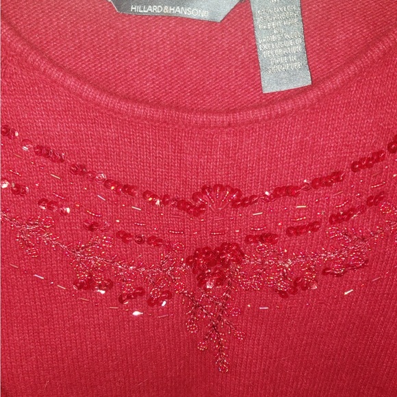 Hillard & Hanson Sweaters - VINTAGE Hillard & Hanson Beaded Red Sweater